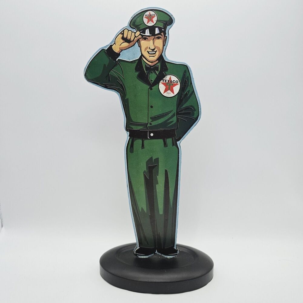 Texaco Gas Station Attendant Metal Sign 13" tall oil signage
